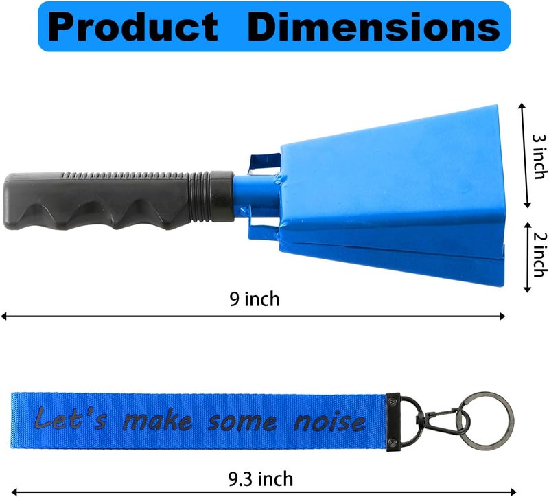 CHMI Cow Bells with Wrist Strap - Cowbell with Handle 2pcs, Customizable Cowbells for Sporting Events, for Football Games,Chimes, Percussion, Musical Instruments, Call Bell, Farm Ranch (blue) - Image 4